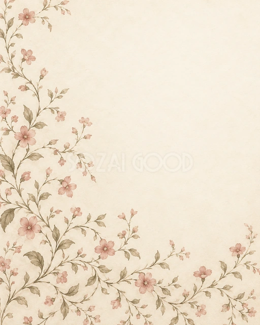 花とつる草の模様・縦長の背景です