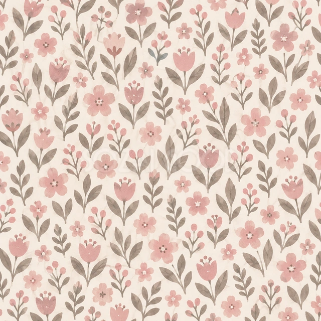 北欧風の花と葉・正方形の背景です