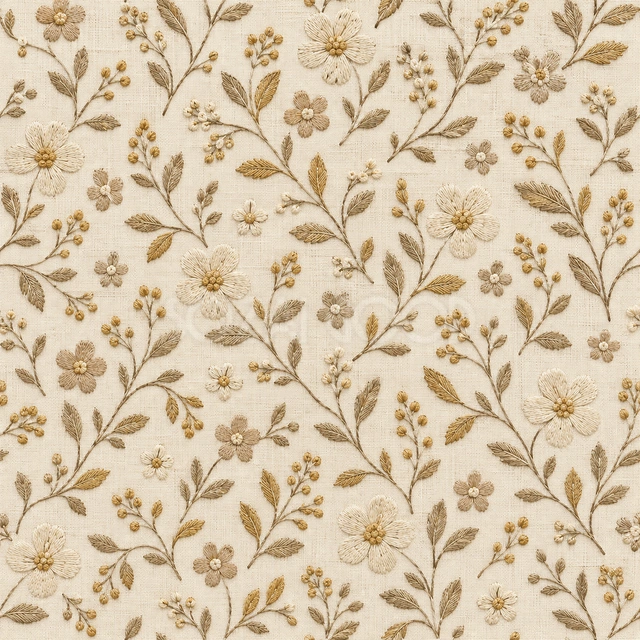 刺繍風の花模様・正方形の背景です