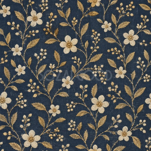 刺繍風の花模様・正方形の背景です
