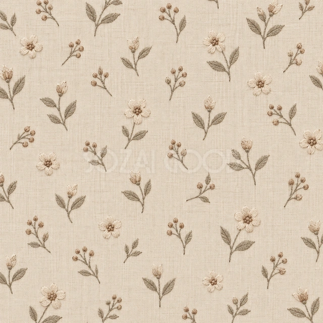 刺繍風の花模様・正方形の背景です