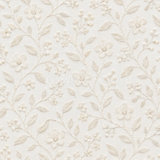 刺繍風の花模様・正方形の背景です