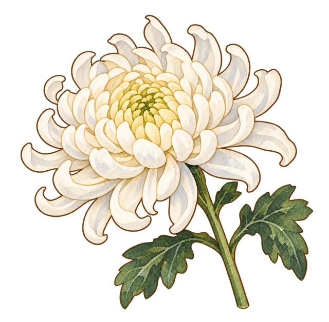白菊一輪の水彩イラスト
