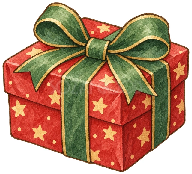 クリスマスの小さな贈り物の水彩イラスト