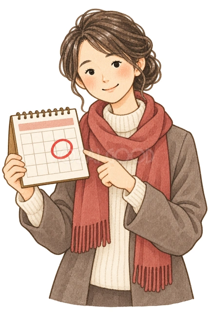 期限を案内する女性の水彩イラスト