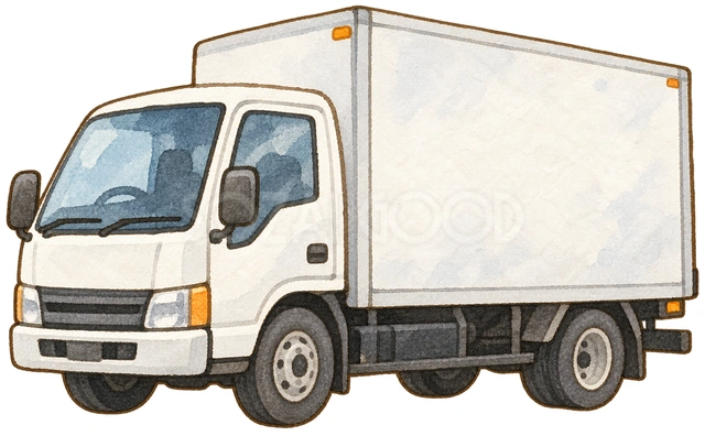 無地の配送トラックの水彩イラスト