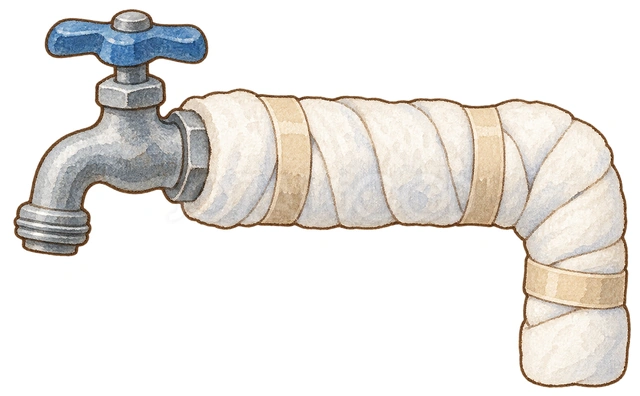保温材を巻いた水道管の水彩イラスト