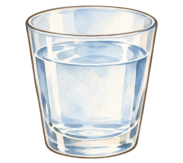入浴前の飲み水の水彩イラスト