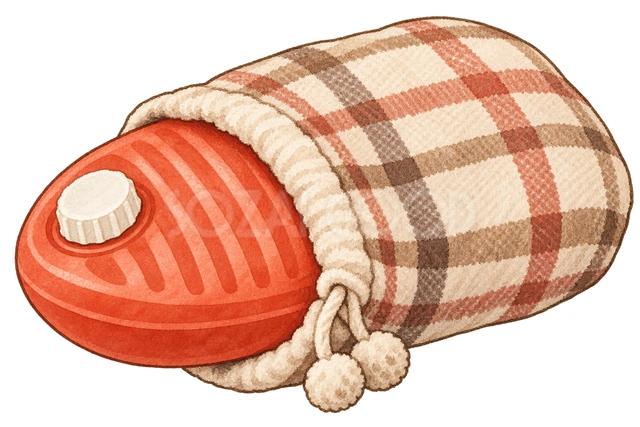 湯たんぽと布カバーの水彩イラスト