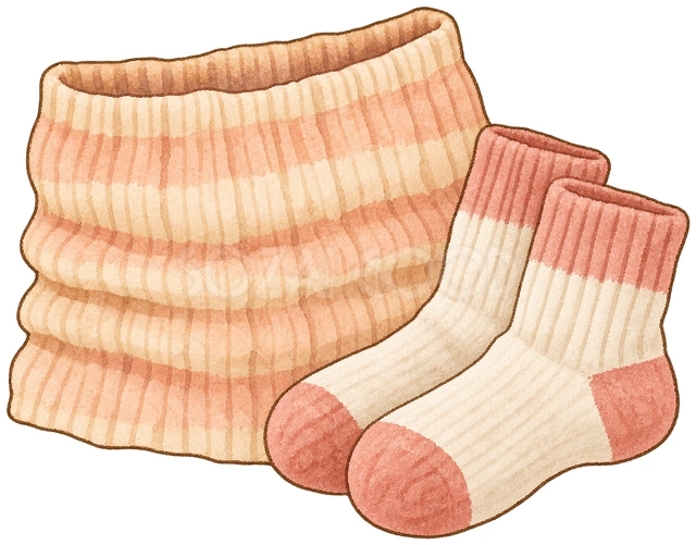 腹巻きと靴下の水彩イラスト