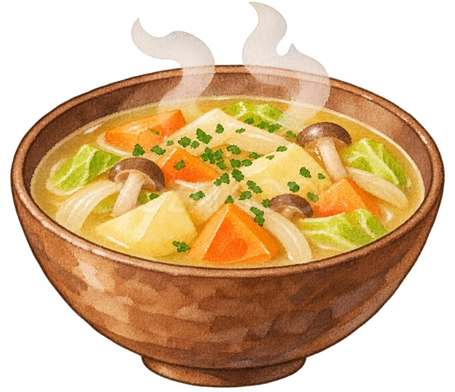 温かいスープの水彩イラスト