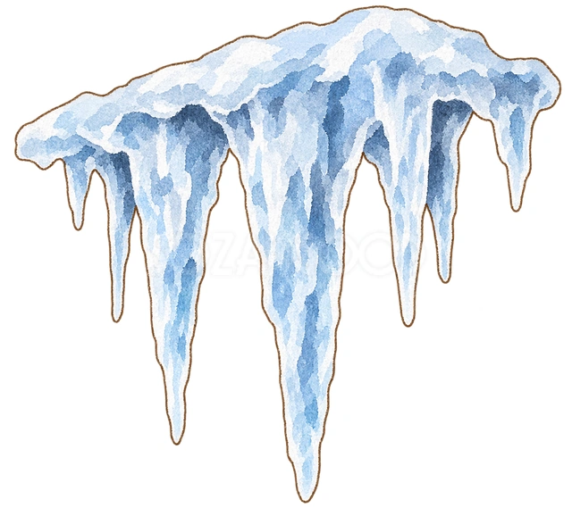 厚い氷柱の水彩イラスト