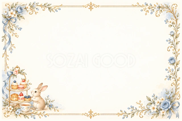 アフタヌーンティーとうさぎの横長フレームです