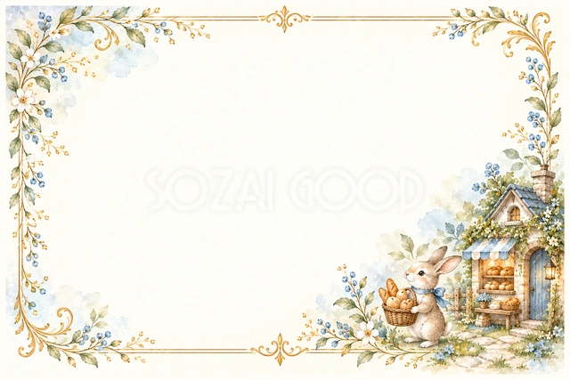 森のパン屋とうさぎの横長フレームです