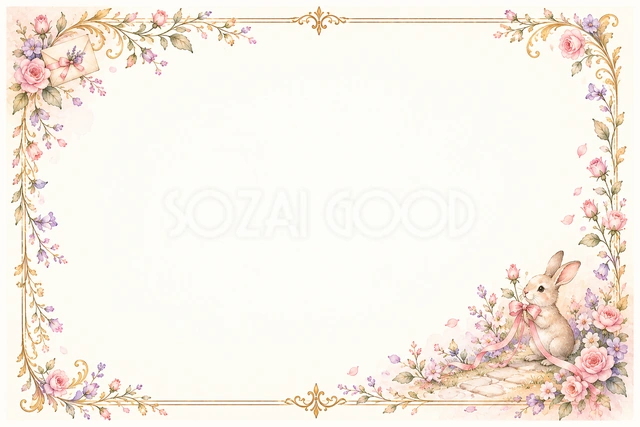 お別れの花道とうさぎの横長フレームです