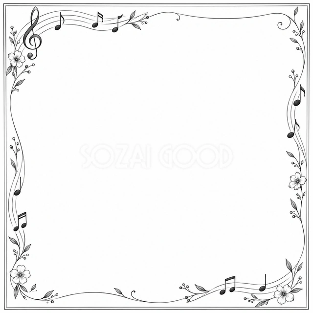 上下に流れる音符の正方形音楽フレームです