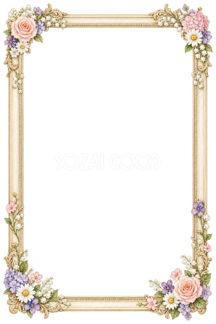 淡い桃色の花の額縁フレームです