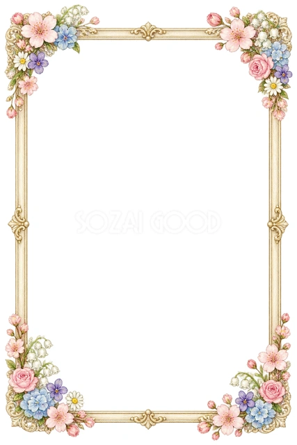 桜の小さな花の額縁フレームです