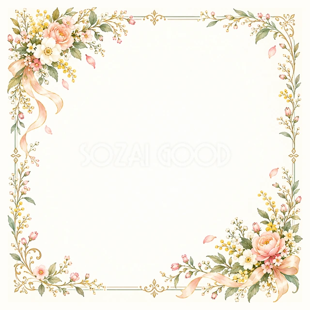 春の開店の花束の正方形フレームです