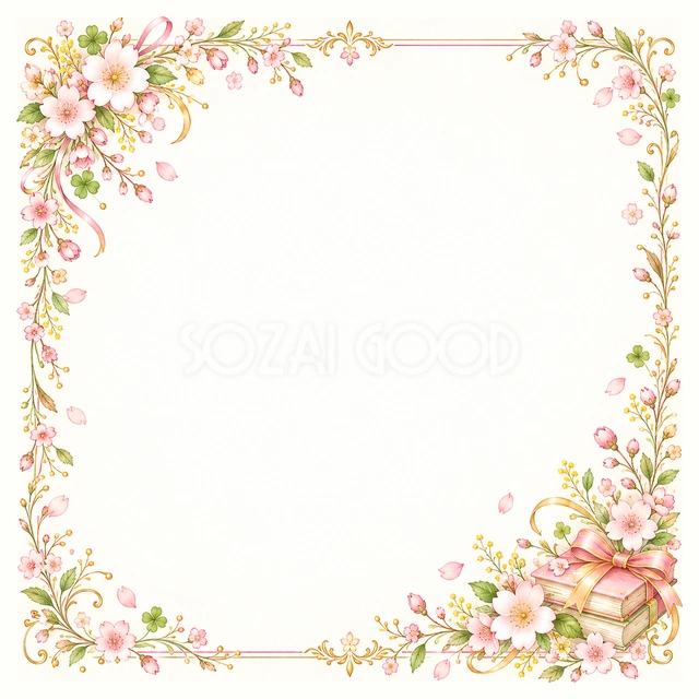 桜の合格の花束の正方形フレームです