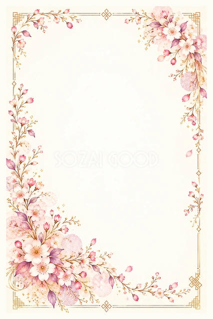桜と春の装いの縦長フレームです
