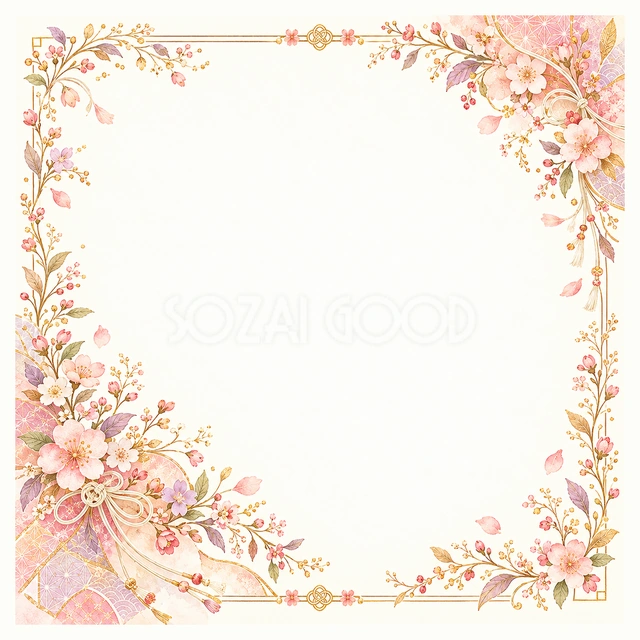 桃色の花束の正方形フレームです