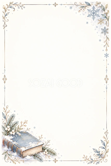 12月・雪と冬の本のフレームです