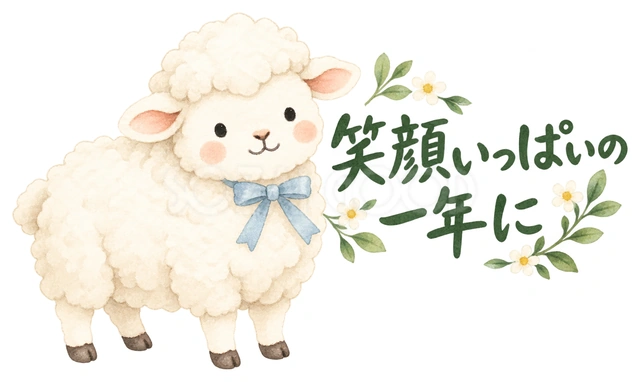 横からふり返ってこんにちはを描いた、かわいい羊の無料イラスト素材です