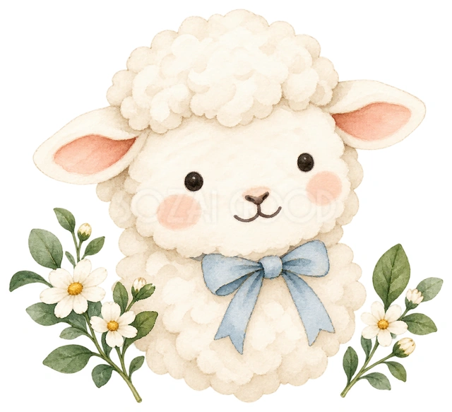 顔をのぞかせる羊を描いた、かわいい羊の無料イラスト素材です