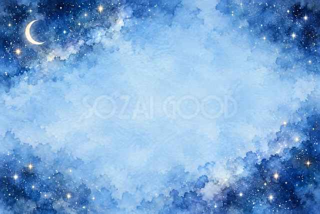 青い星空のグラデーションの横長背景です