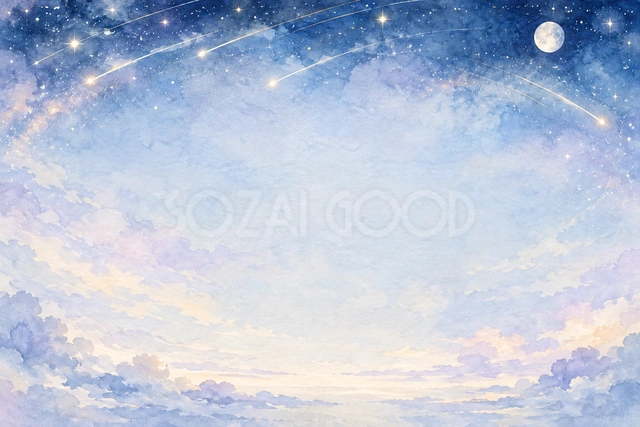 遠くの流れ星と白い星の横長背景です