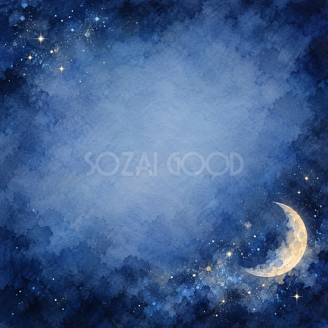 月明かりと青い星くずの正方形背景です