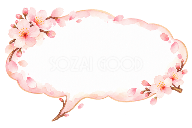 桜の花びらの吹き出しのイラストです