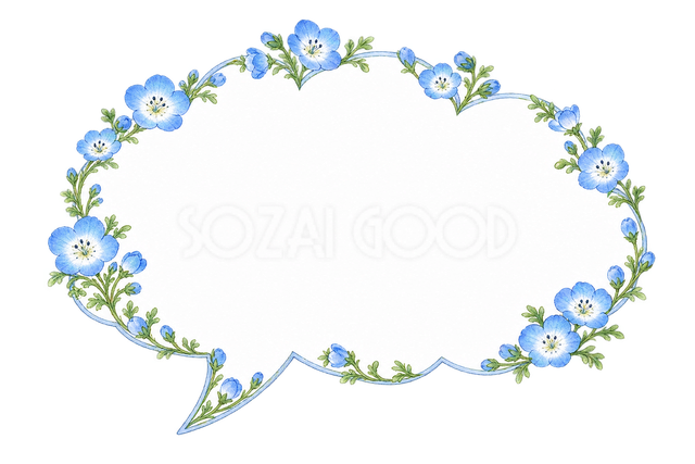 ネモフィラの雲形吹き出しのイラストです