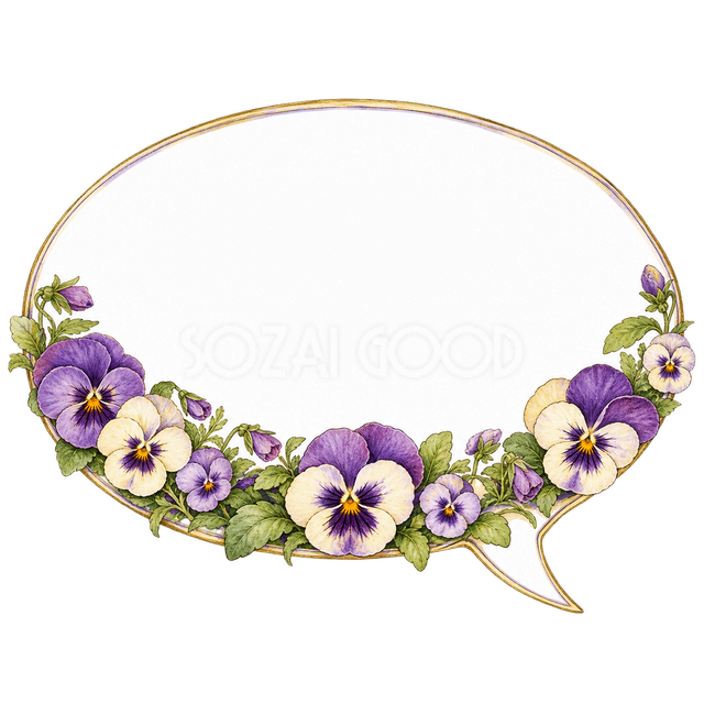 パンジーの花かご吹き出しのイラストです