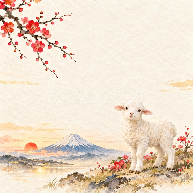 富士山と初日の出（文字なし）