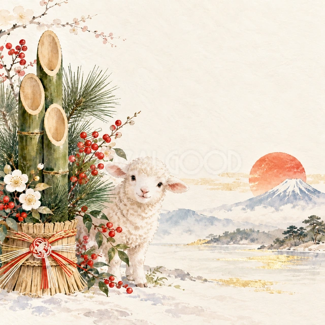門松の竹からこんにちは（文字なし）