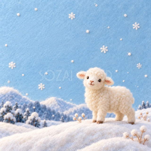 羊毛フェルトの雪野原（文字なし）