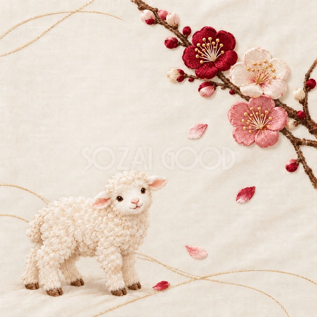 リボン刺繍の梅（文字なし）