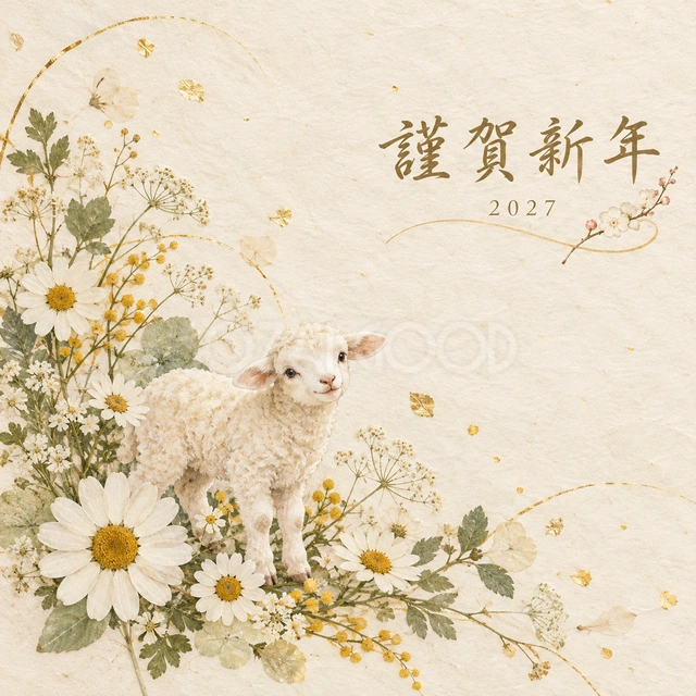 押し花と羊（文字あり）