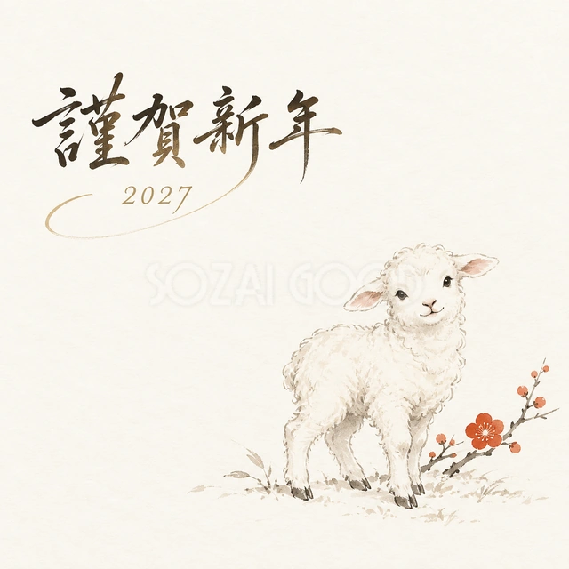 一筆描きの羊（文字あり）