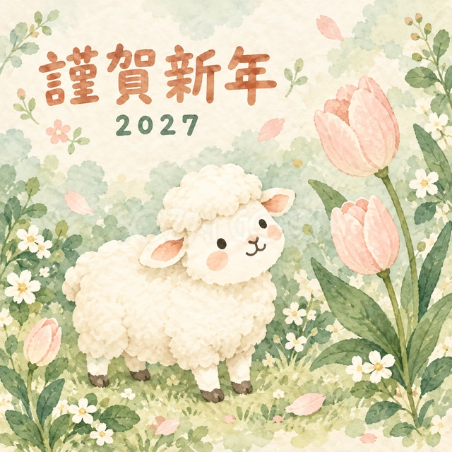 チューリップにこんにちは（文字あり）