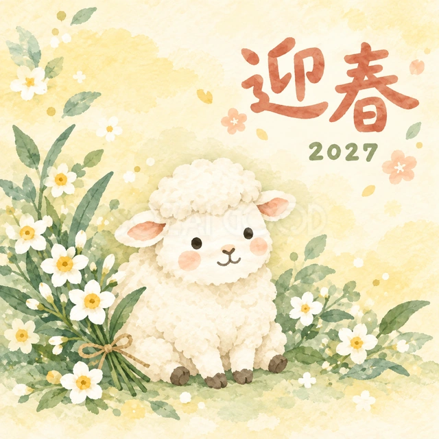 水仙の花束といっしょ（文字あり）