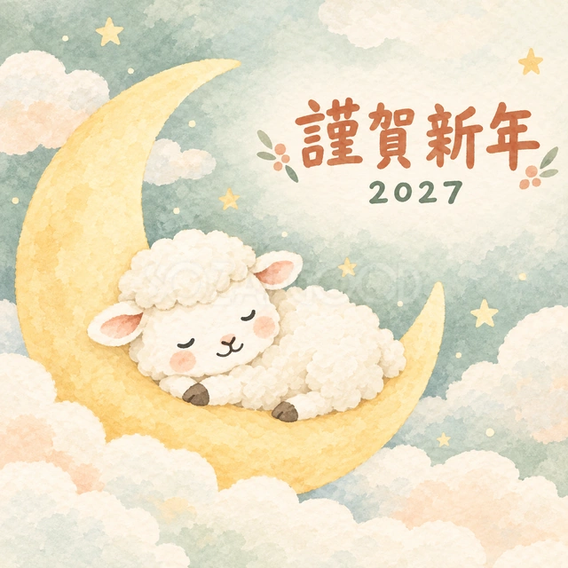 三日月のおふとん（文字あり）