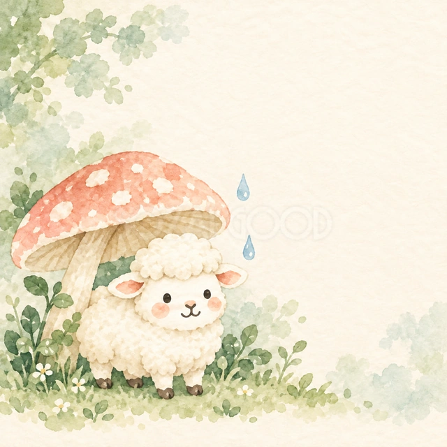 きのこの雨やどり（文字なし）