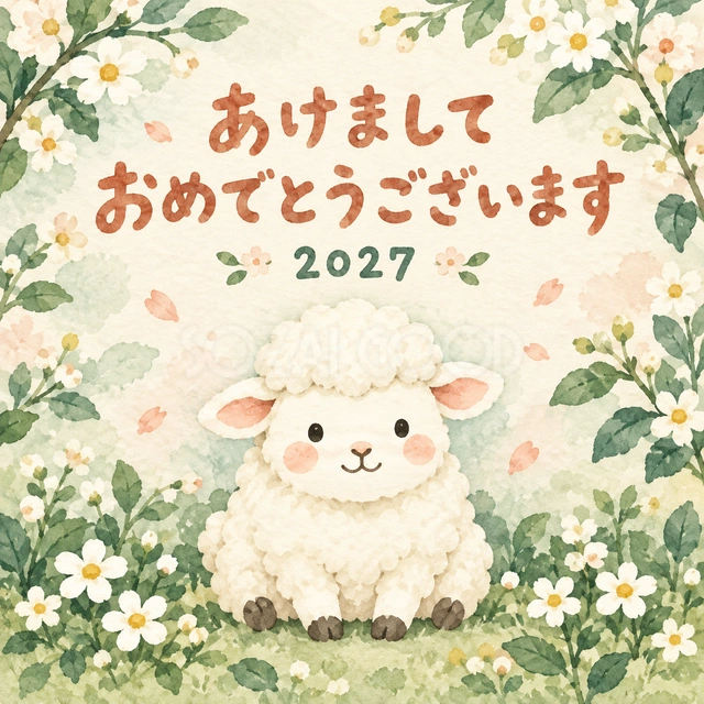おすわりの正面顔（文字あり）