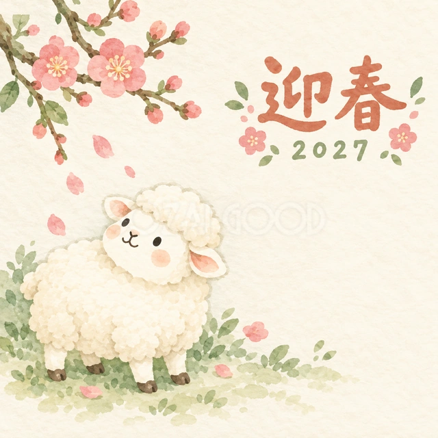 福を呼ぶ梅の枝（文字あり）