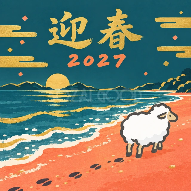 波打ち際の足あと（文字あり）