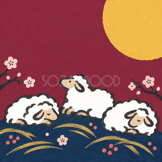 満月の下の三匹（文字なし）
