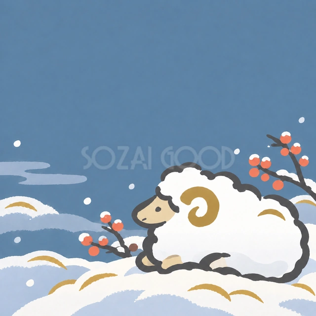 雪の小山でひと休み（文字なし）